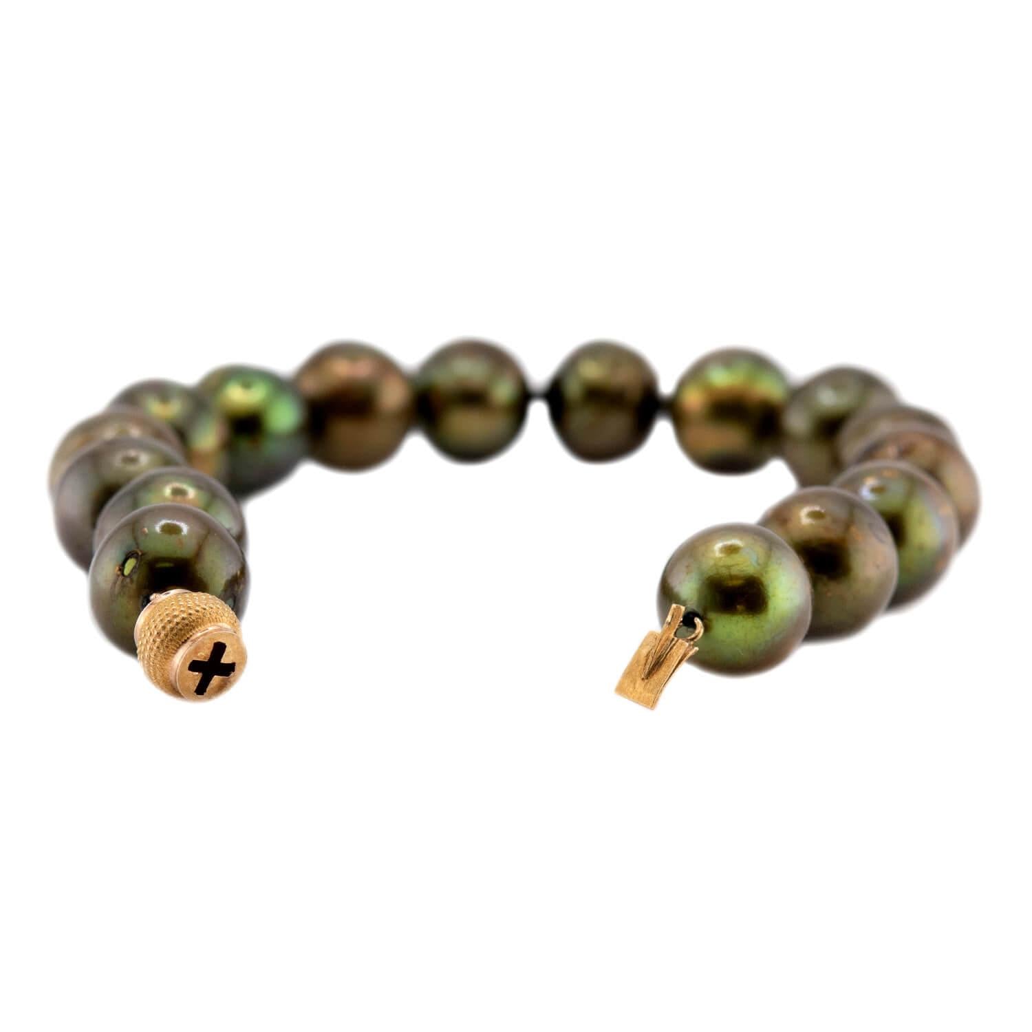 Estate 18k Tahitian Pearl Bracelet 12mm