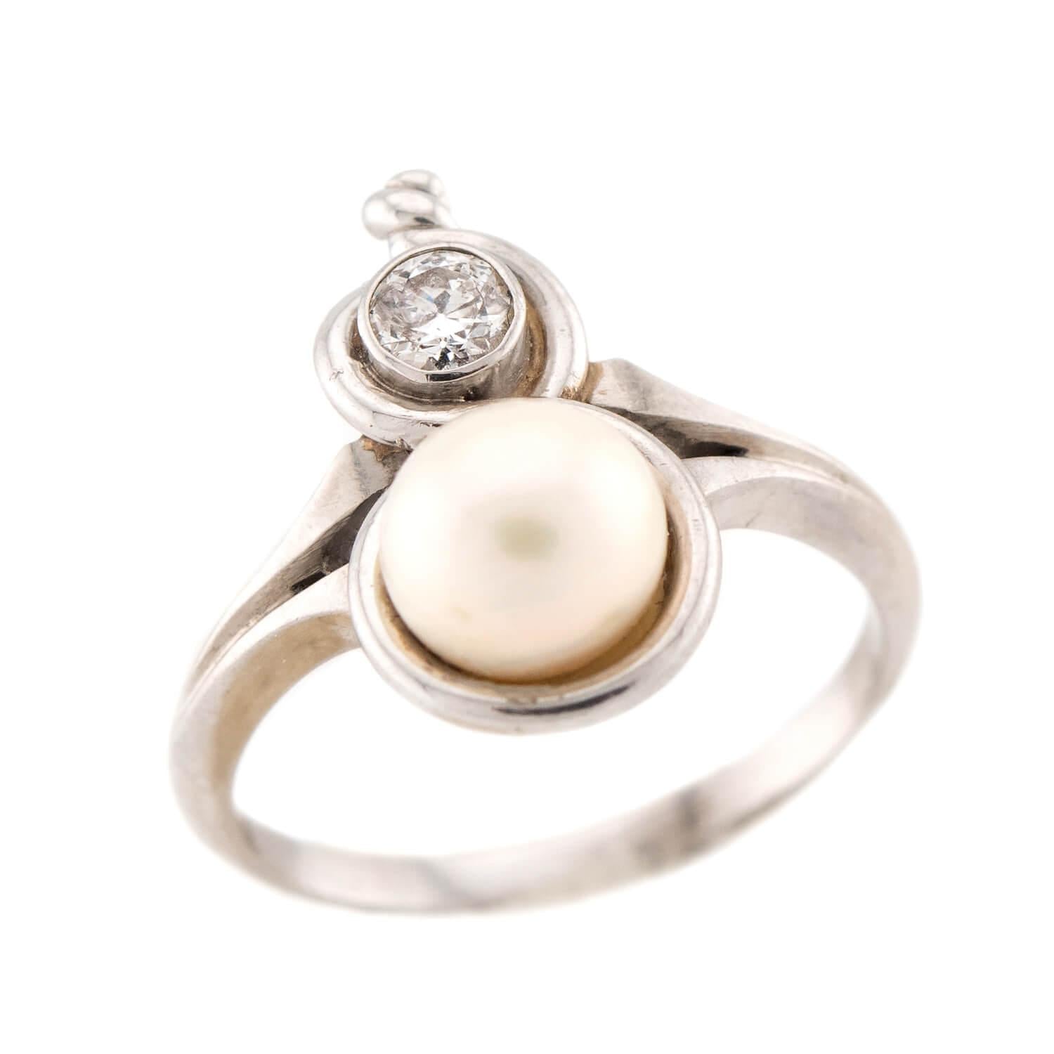Edwardian 18k Pearl & Diamond Ring