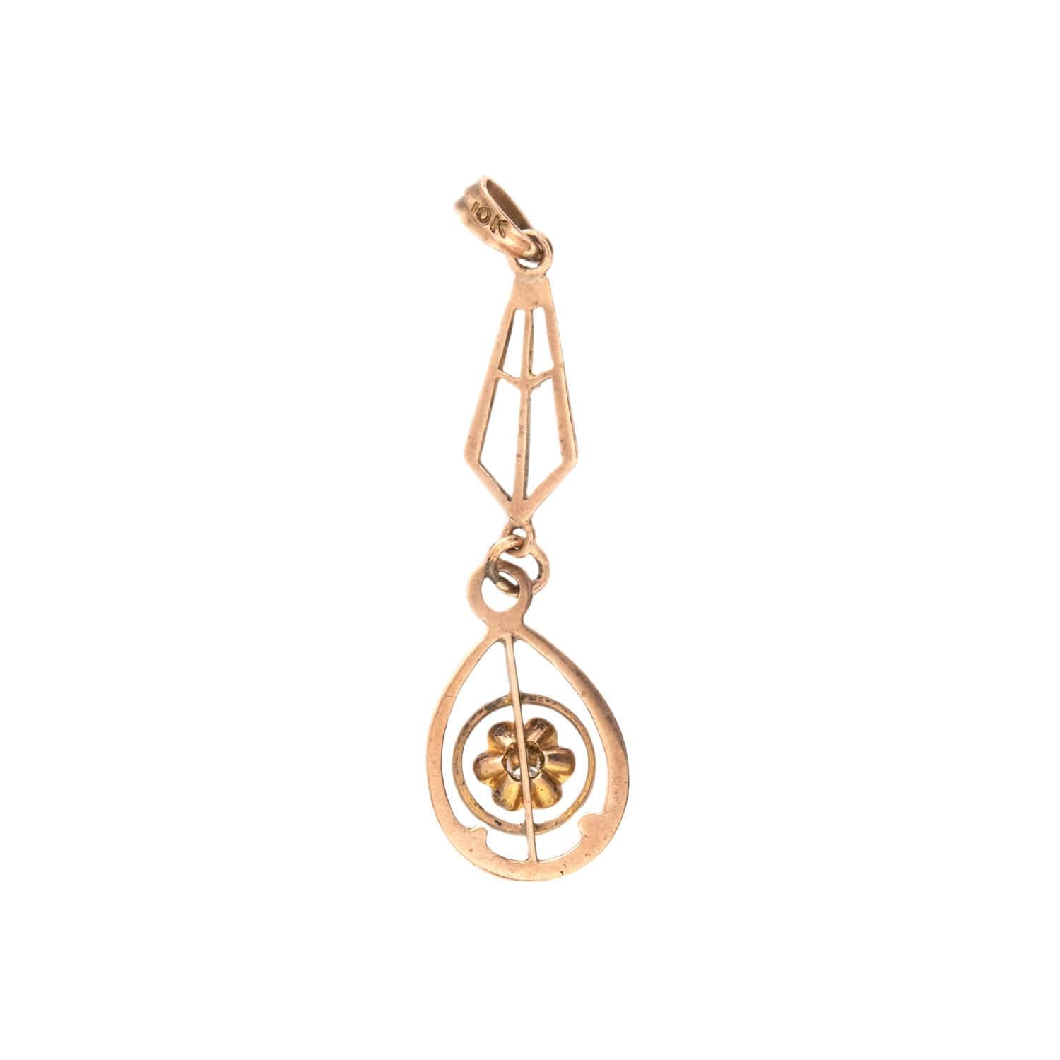Art Nouveau 10k Diamond Lavalier Pendant/Charm
