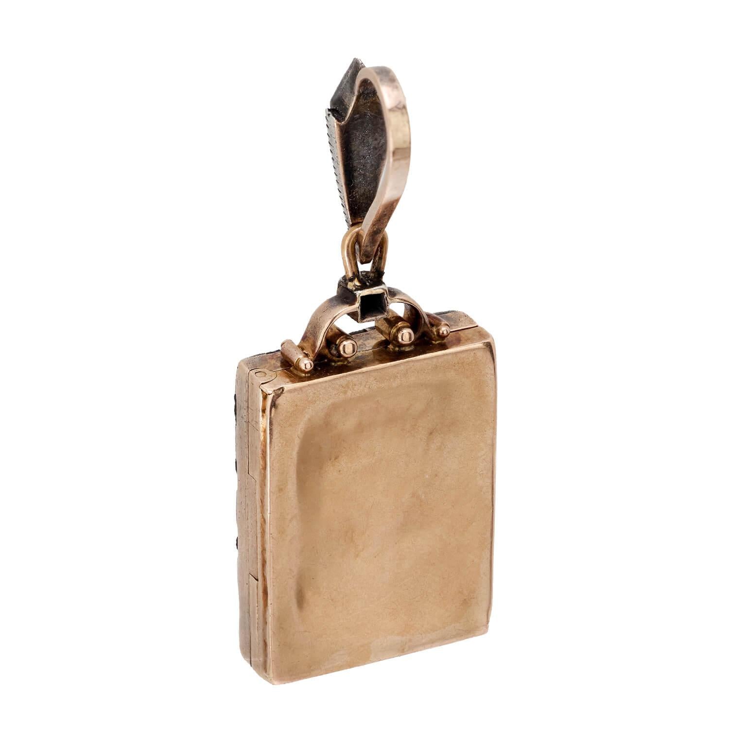 Edwardian 18kt Platinum Onyx & Diamond Checkerboard Locket