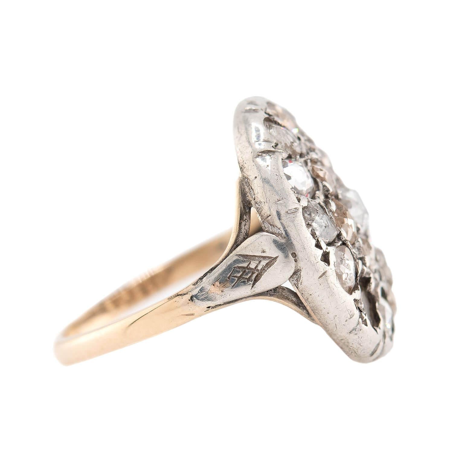 Victorian 14k/Sterling Silver Diamond Cluster Ring