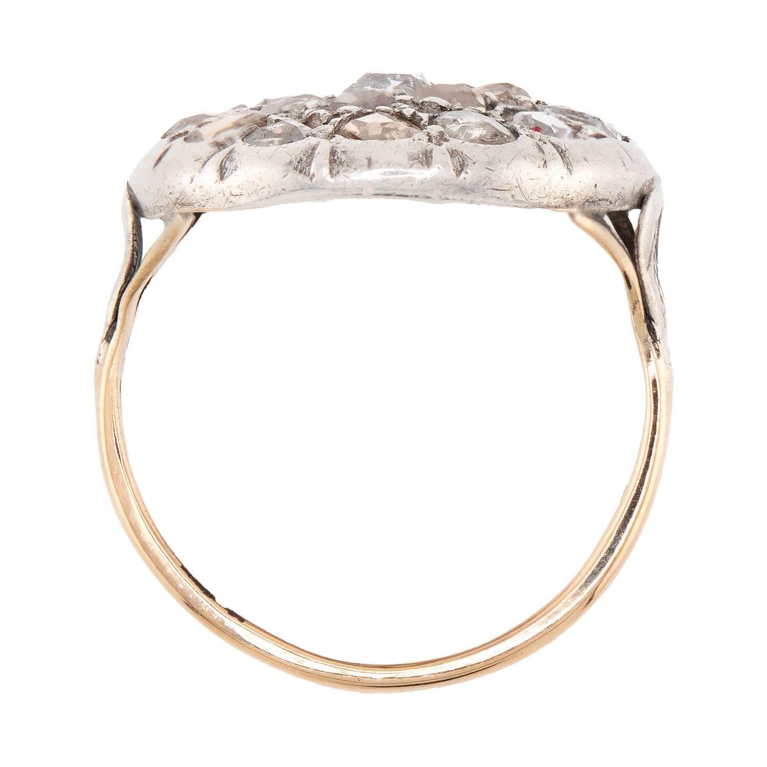 Victorian 14k/Sterling Silver Diamond Cluster Ring