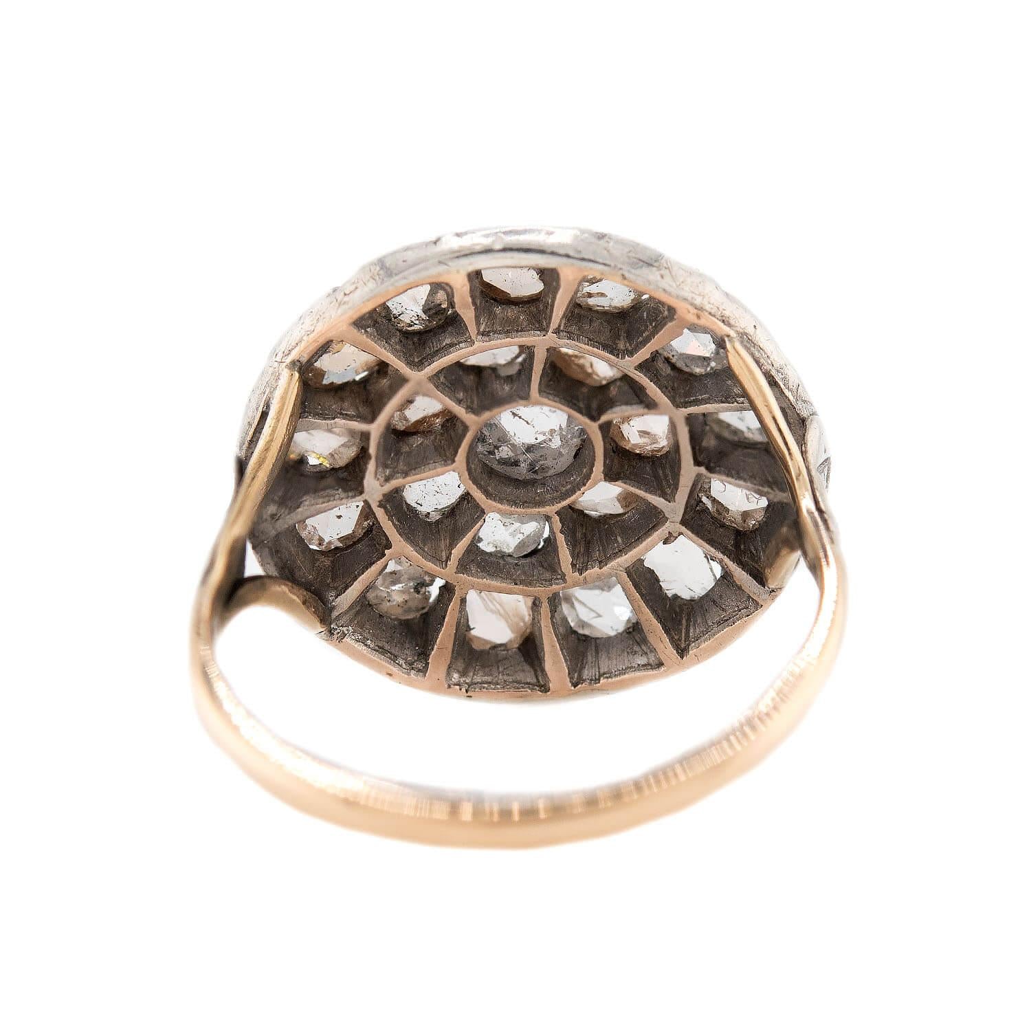 Victorian 14k/Sterling Silver Diamond Cluster Ring