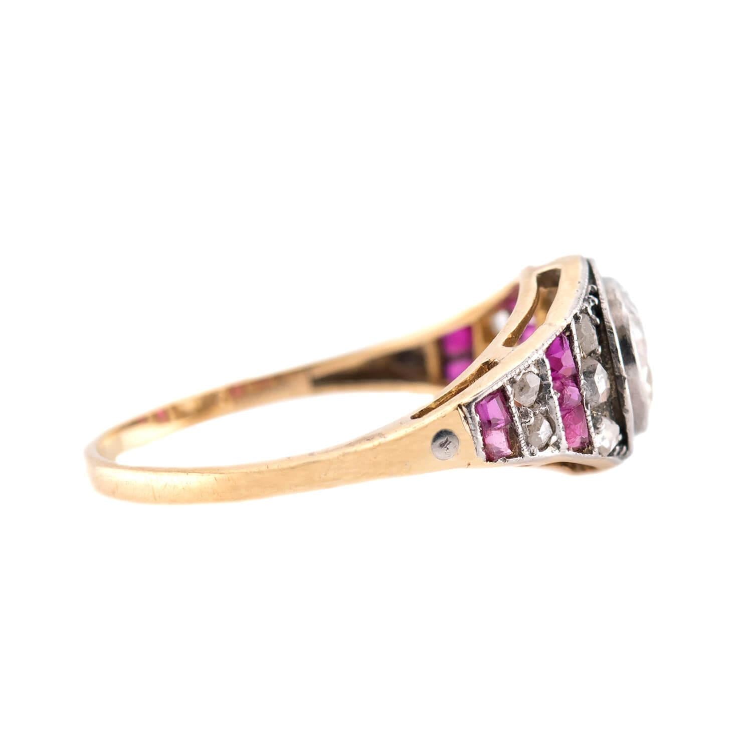 Edwardian 18k/Platinum Ruby & Diamond Engagement Ring .90ct