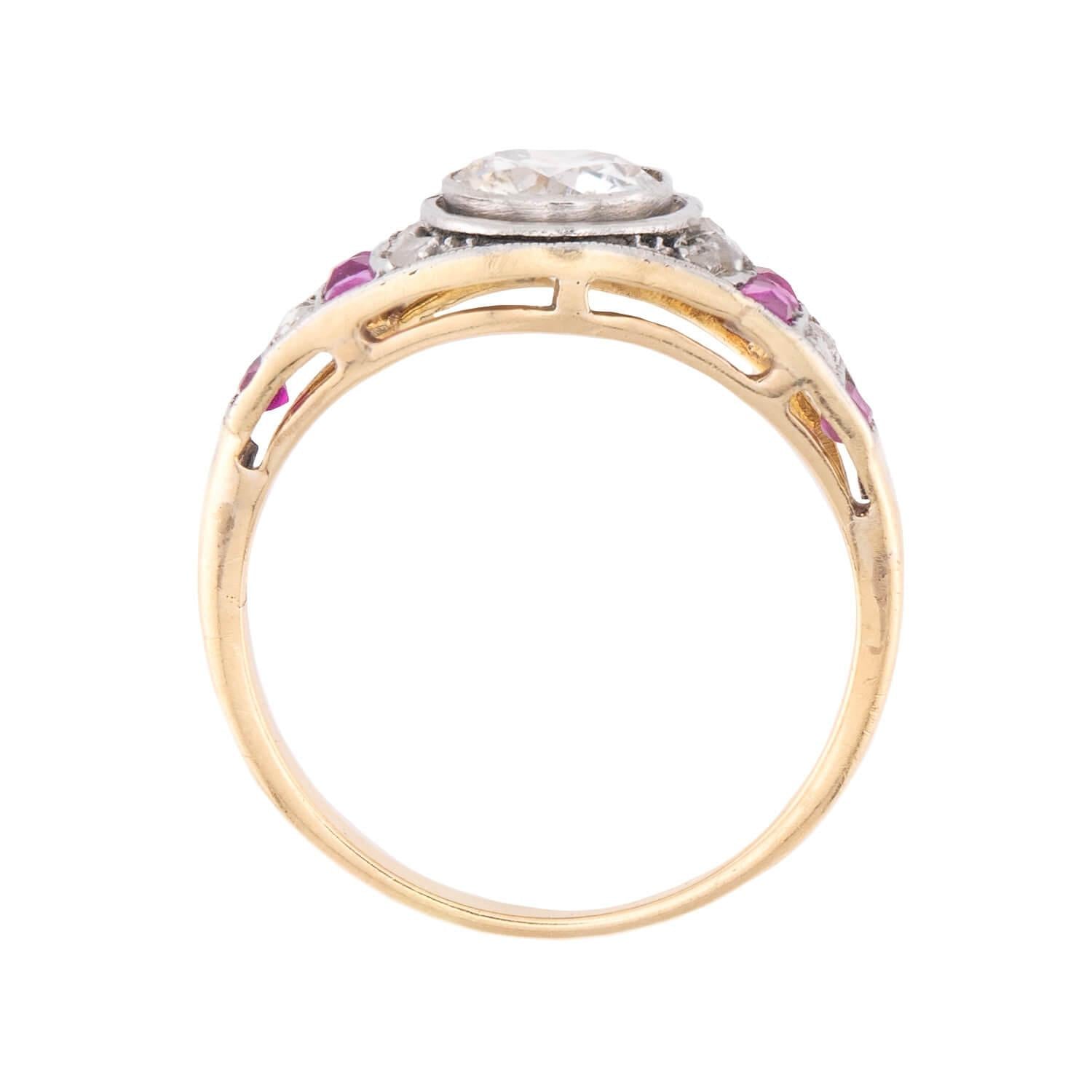 Edwardian 18k/Platinum Ruby & Diamond Engagement Ring .90ct