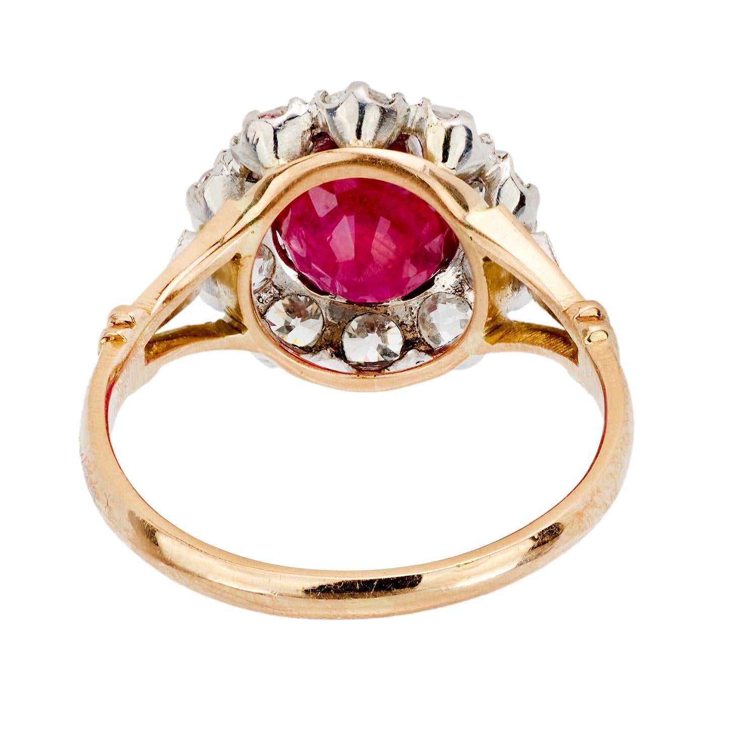 Edwardian 18k/Platinum Ruby and Diamond Halo Ring