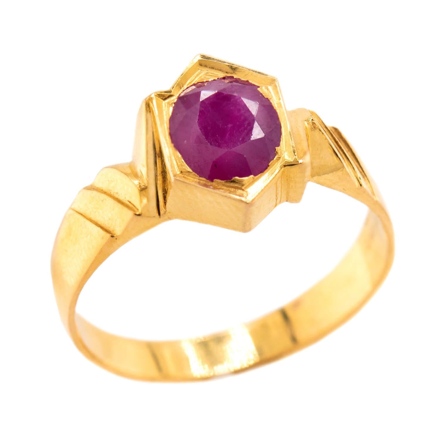 GRT JEWELS Estate Indian 22k Ruby Ring