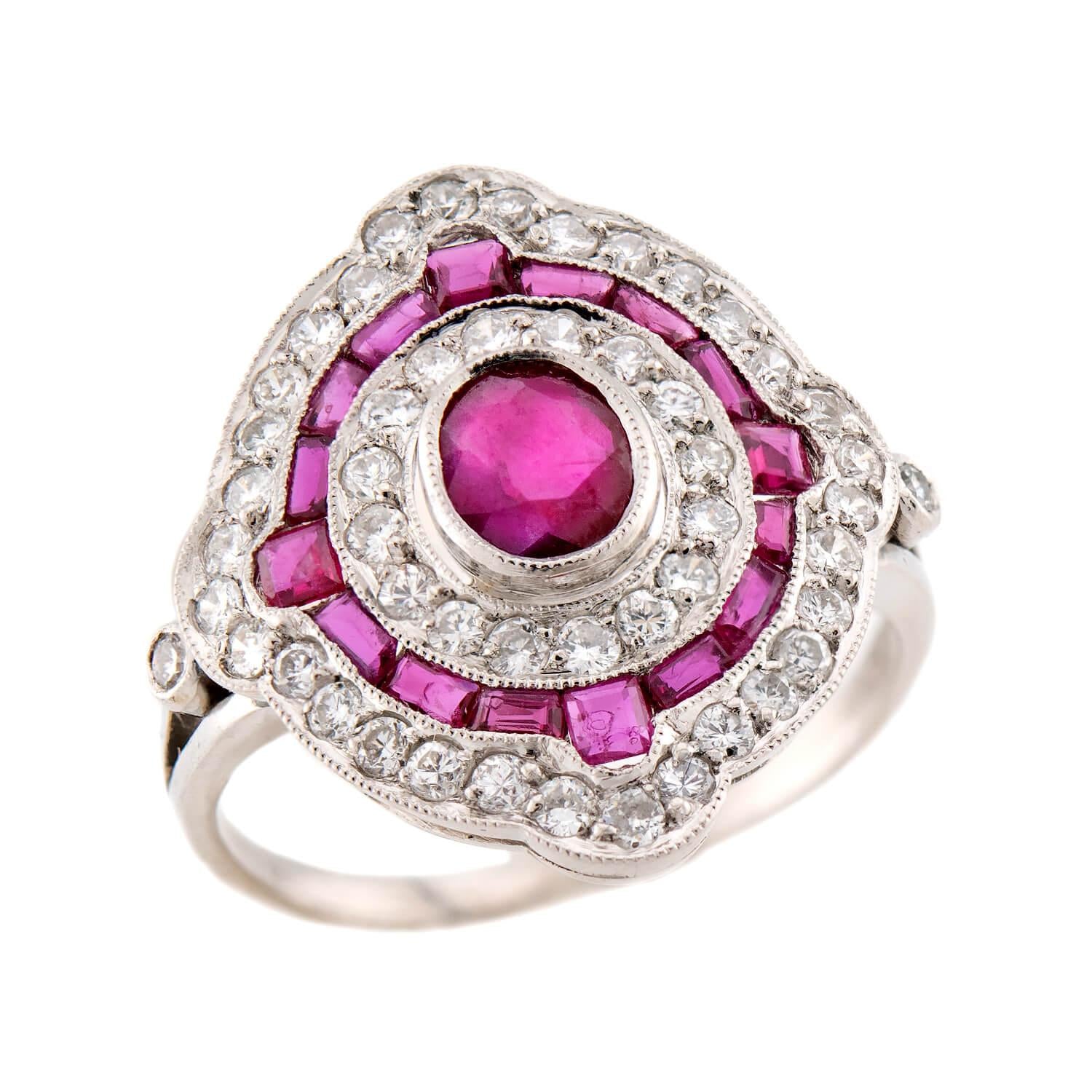 Estate Platinum Ruby & Diamond Ring