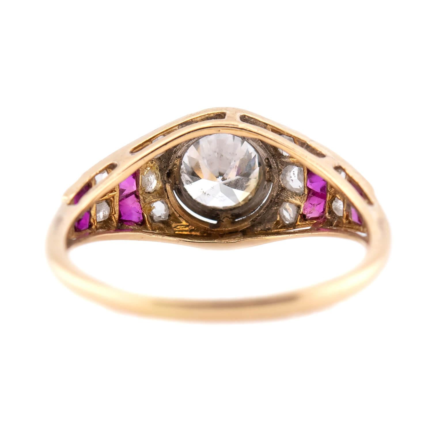 Edwardian 18k/Platinum Ruby & Diamond Engagement Ring .90ct