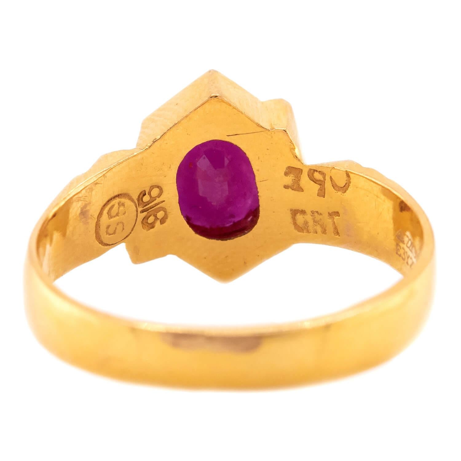 GRT JEWELS Estate Indian 22k Ruby Ring