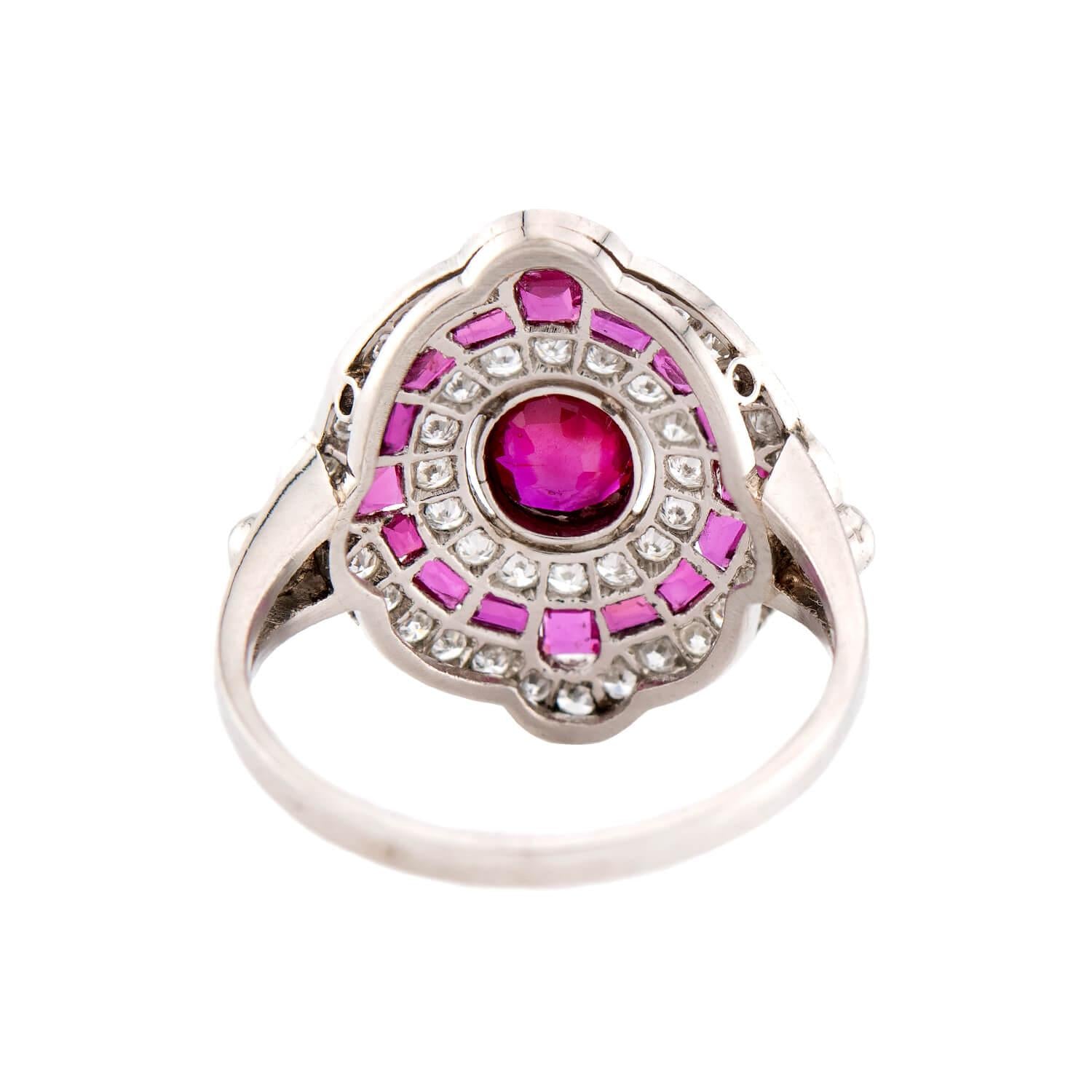 Estate Platinum Ruby & Diamond Ring
