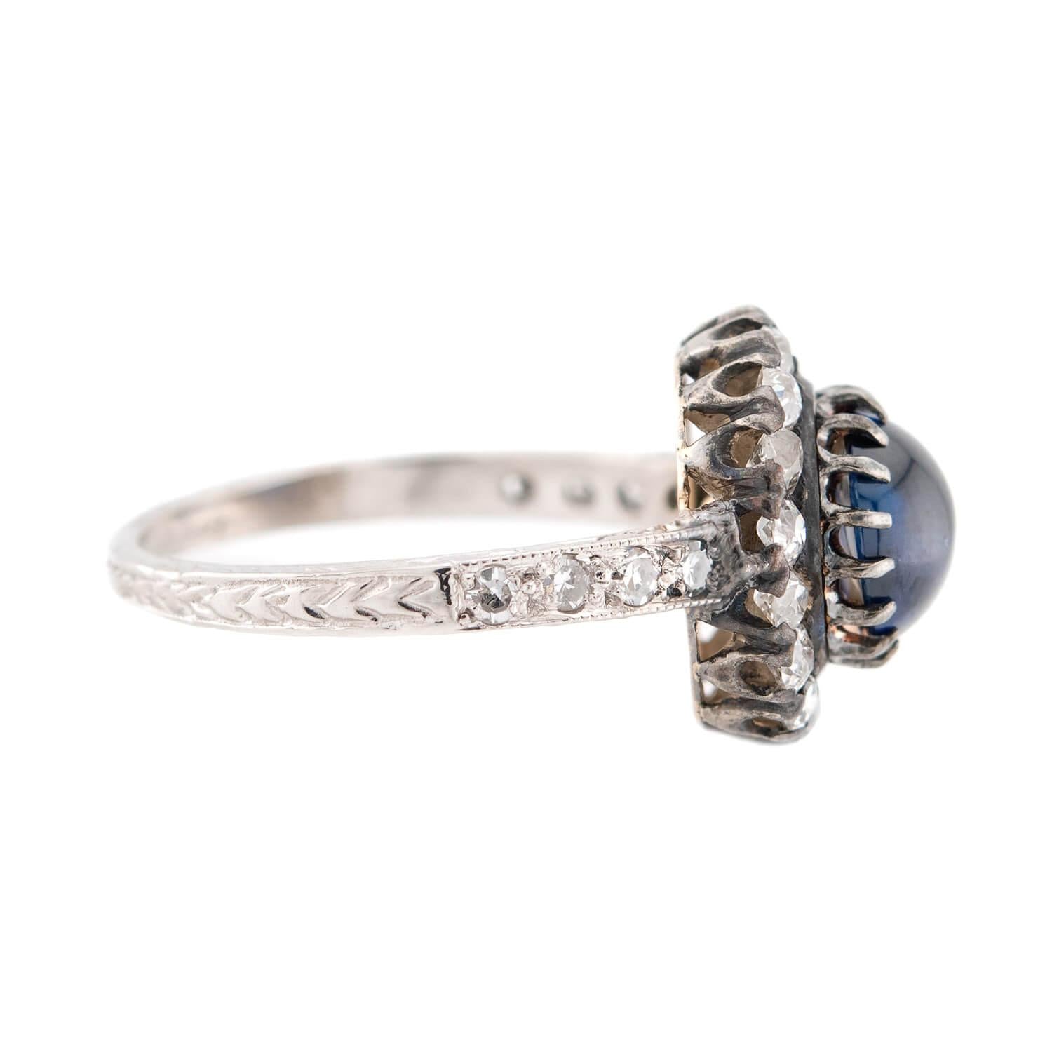 Edwardian 18k/Platinum Sapphire & Diamond Halo Ring