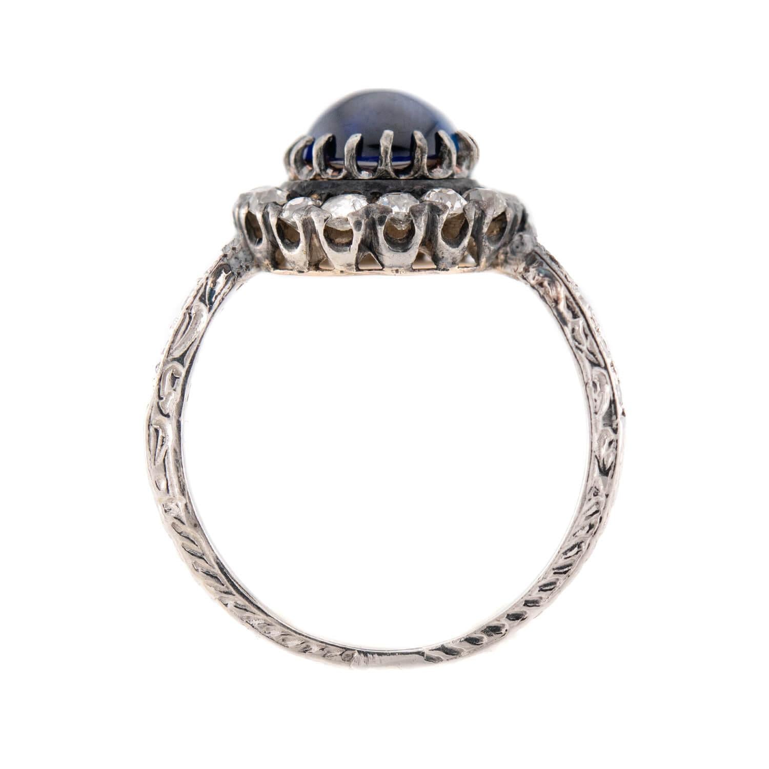 Edwardian 18k/Platinum Sapphire & Diamond Halo Ring