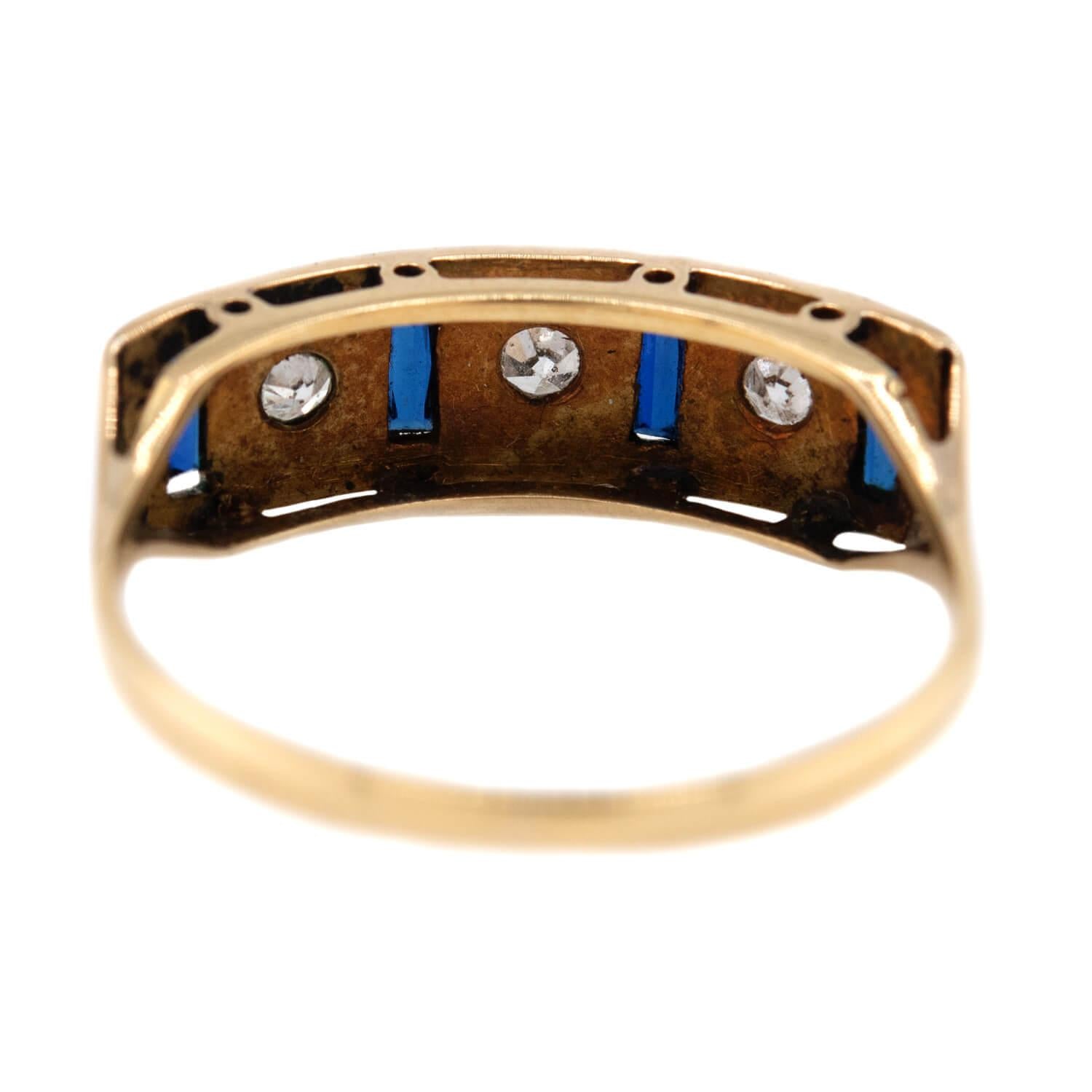 Edwardian 18k Platinum Diamond Sapphire Ring