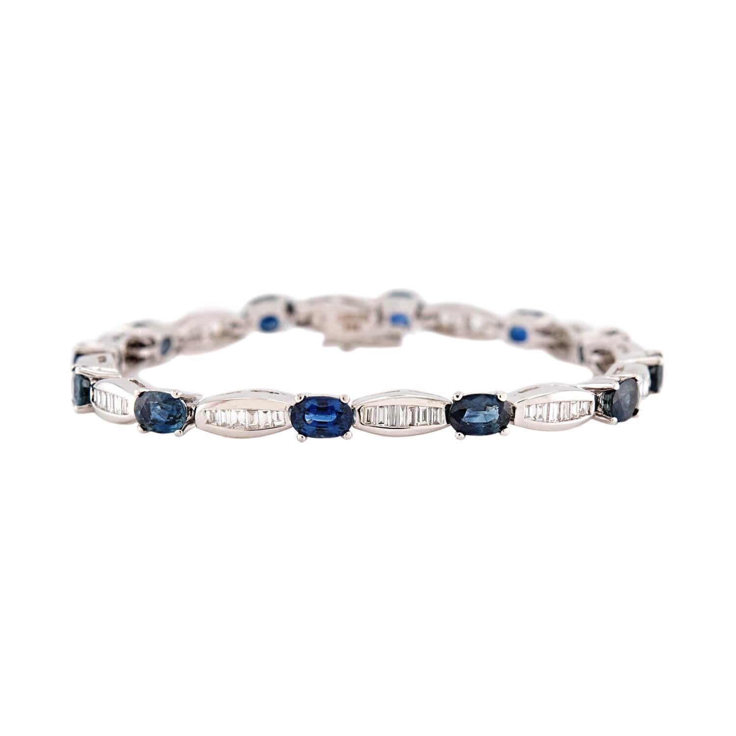 Vintage 14k Sapphire & Diamond Line Bracelet