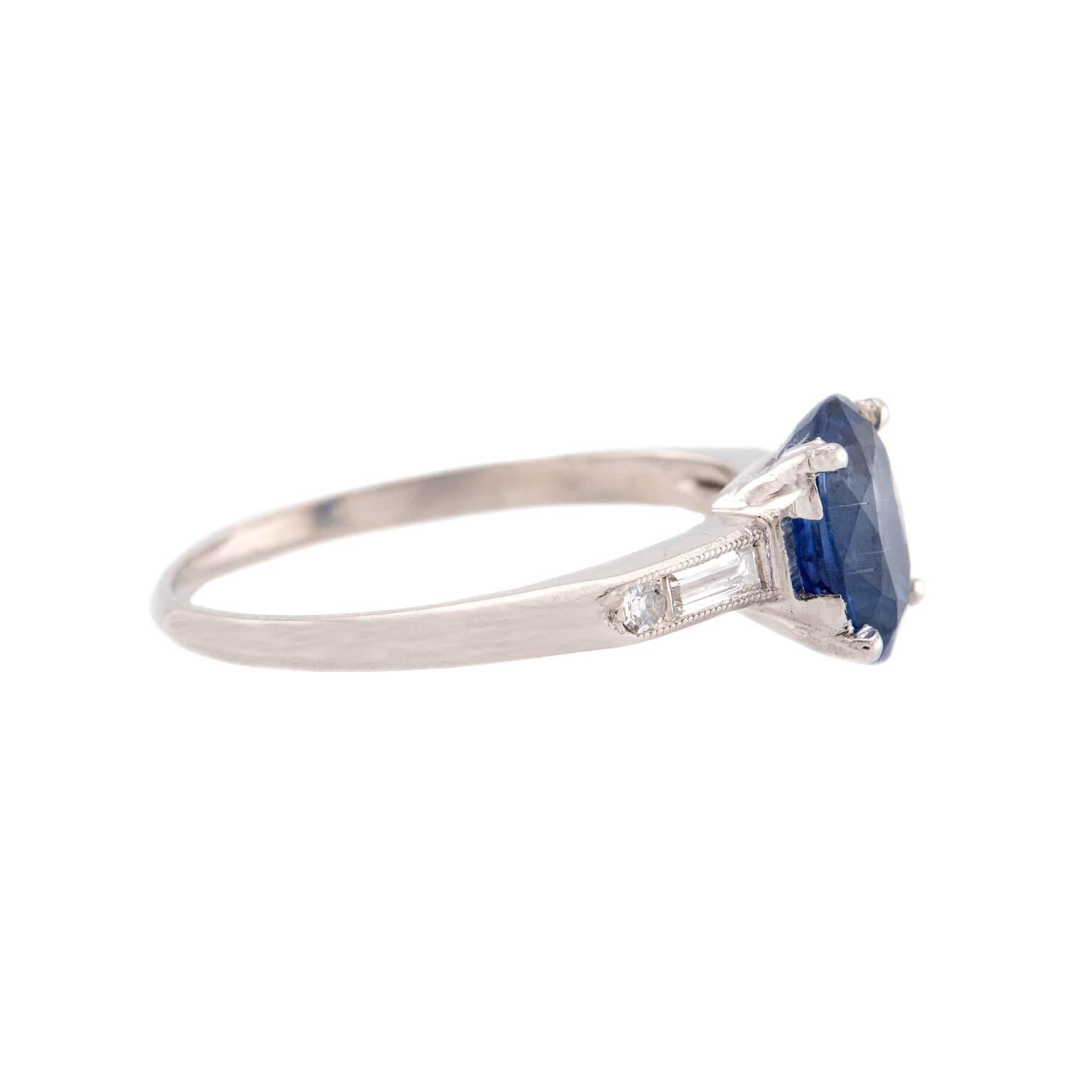 Art Deco Platinum Sapphire & Diamond Ring