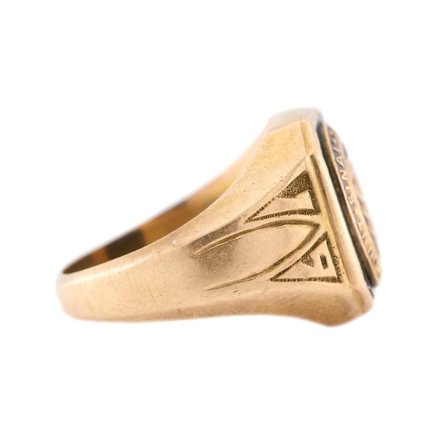 BAILEY, BANKS, AND BIDDLE Art Deco 14k Enamel Class Ring