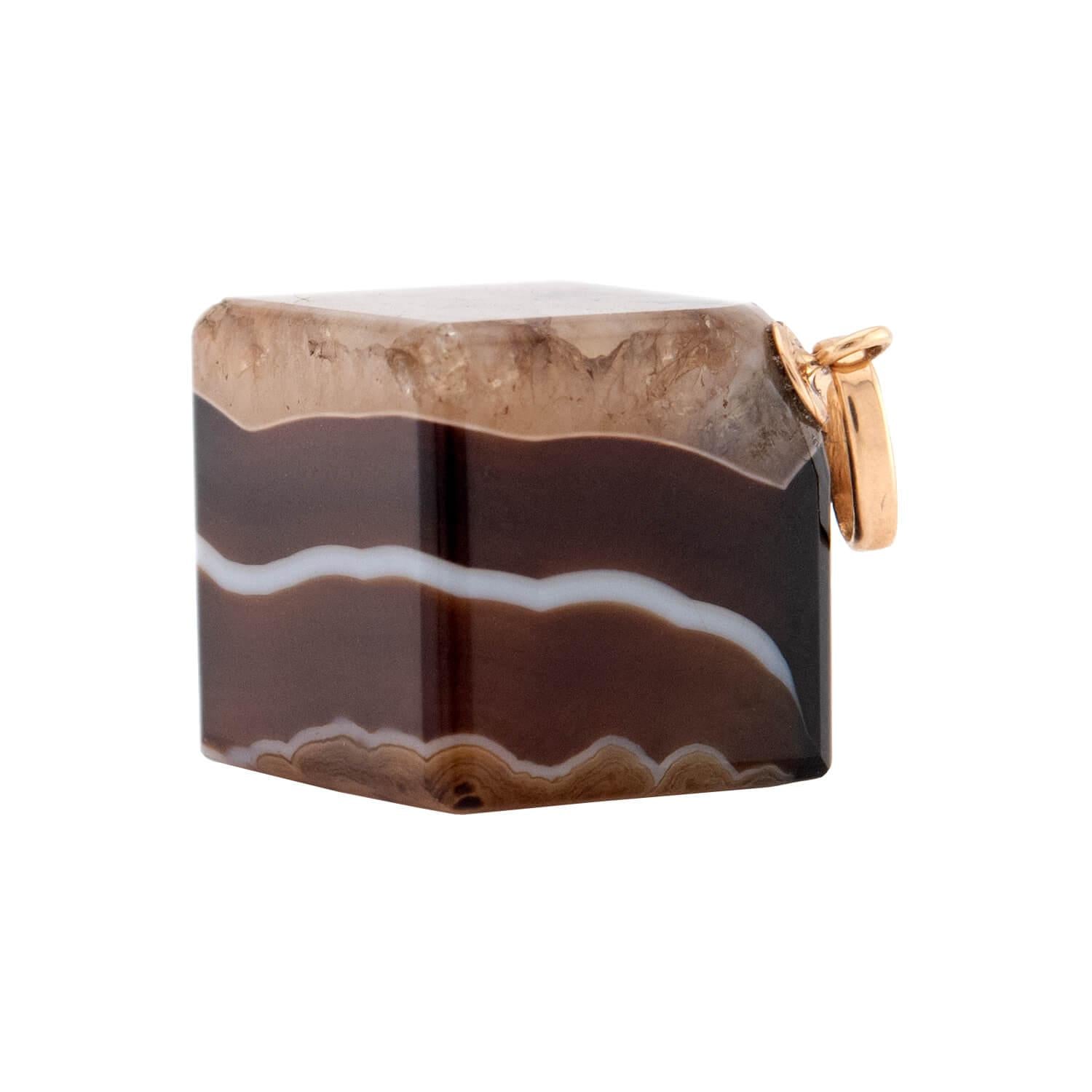 Victorian 14k Agate Cube Pendant/Charm