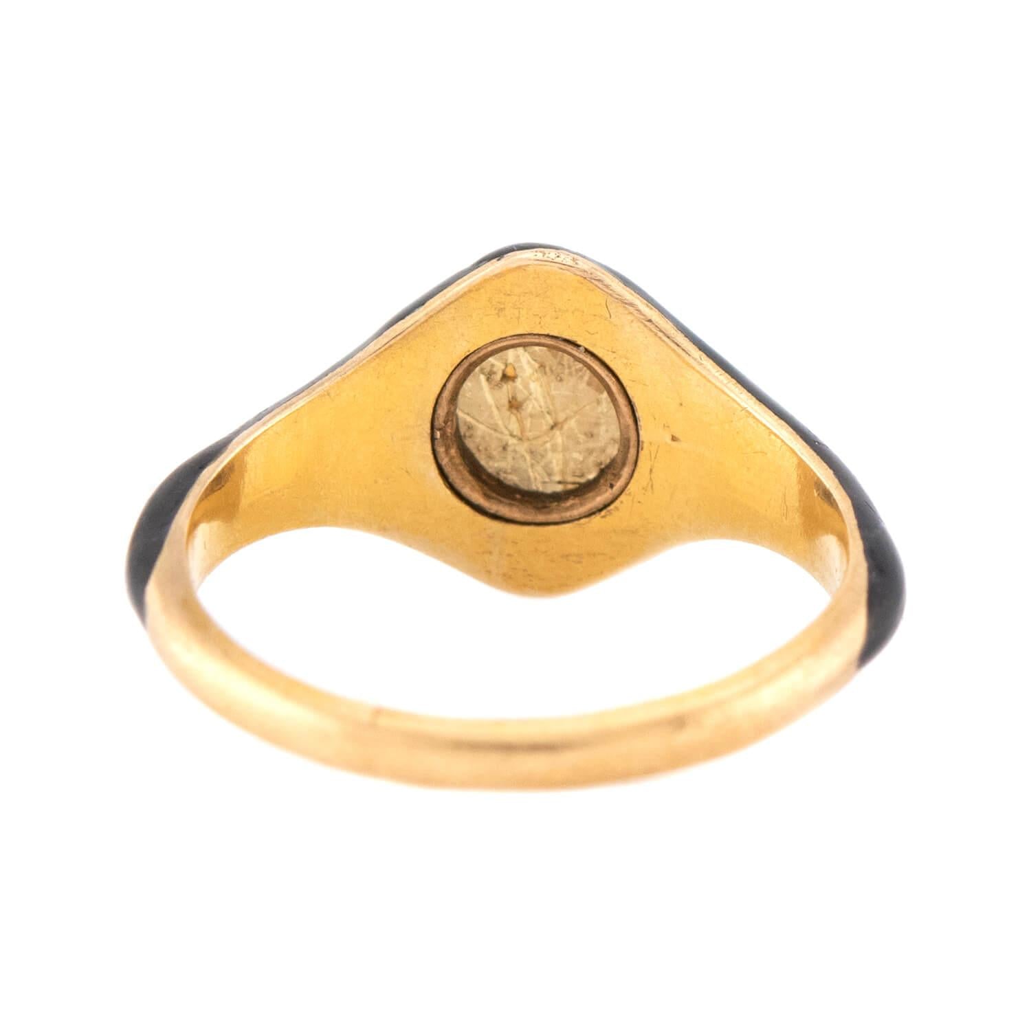 Victorian 18k Pearl, Diamond, & Enamel Ring