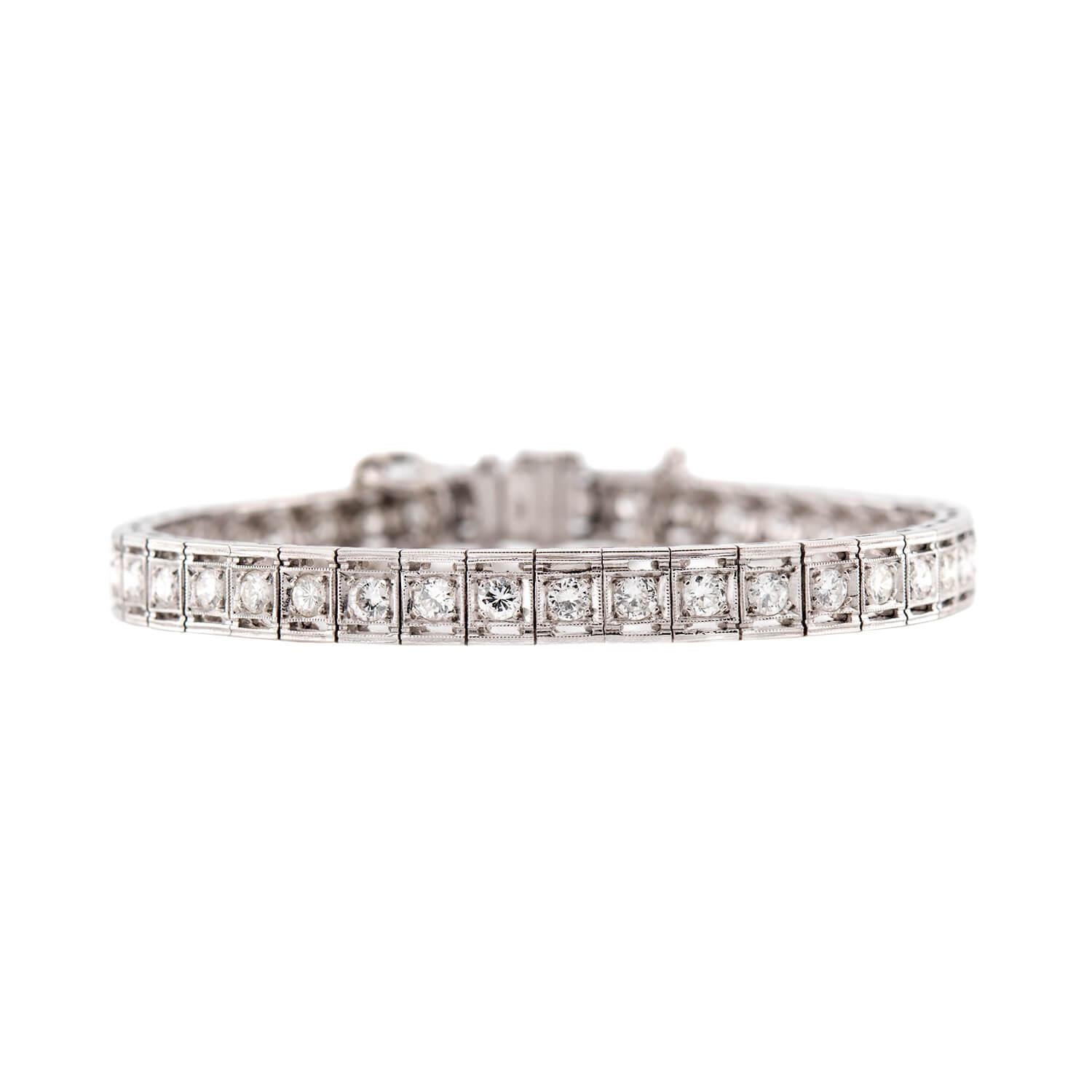 Art Deco 14k Diamond Tennis Bracelet