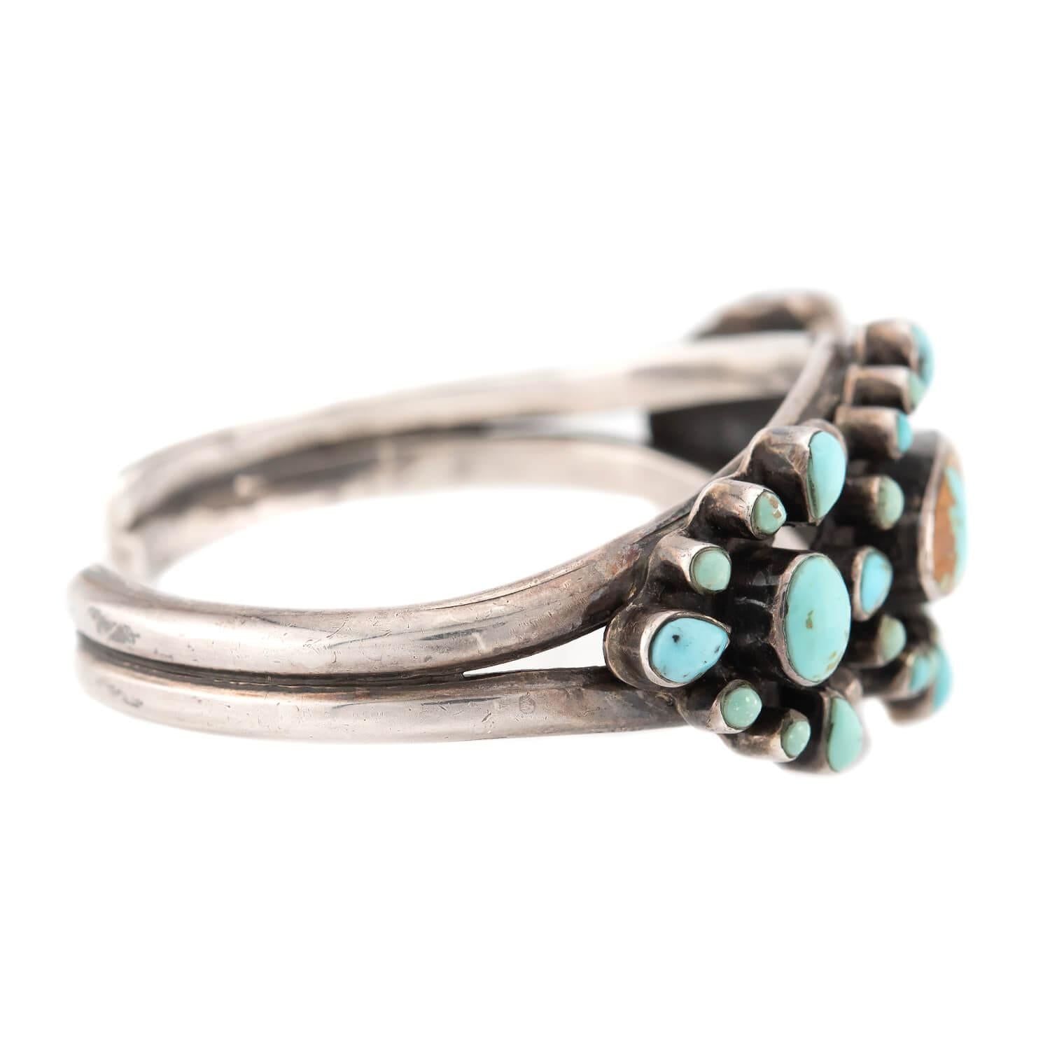 Vintage Native American Sterling Silver Turquoise Cuff Bracelet