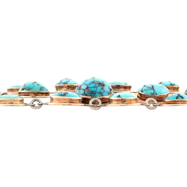Estate Sterling Silver & Gold Filled Turquoise 3 Strand Bracelet