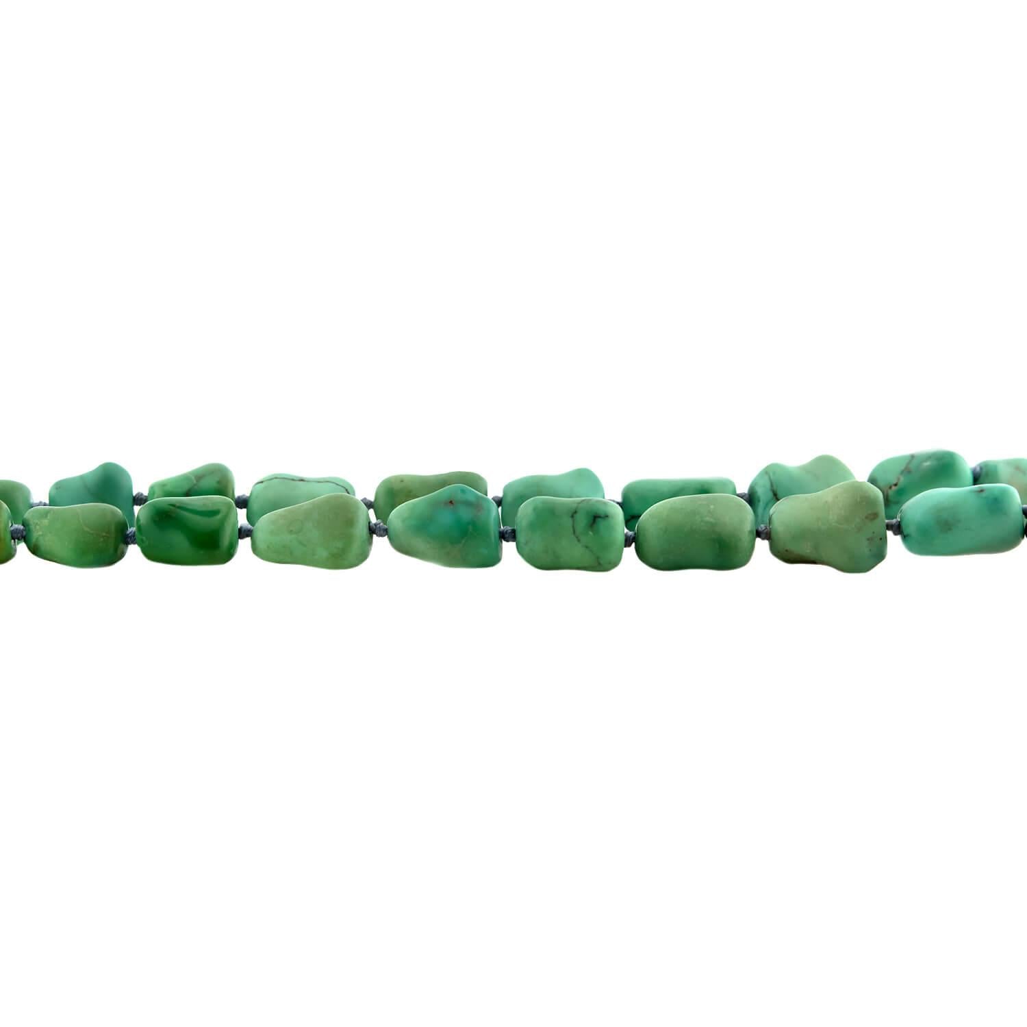 Vintage Chinese Sterling Gilt Turquoise Nugget Bead Necklace 24"