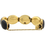 Victorian 15kt Gold Banded Agate + Diamond Link Bracelet