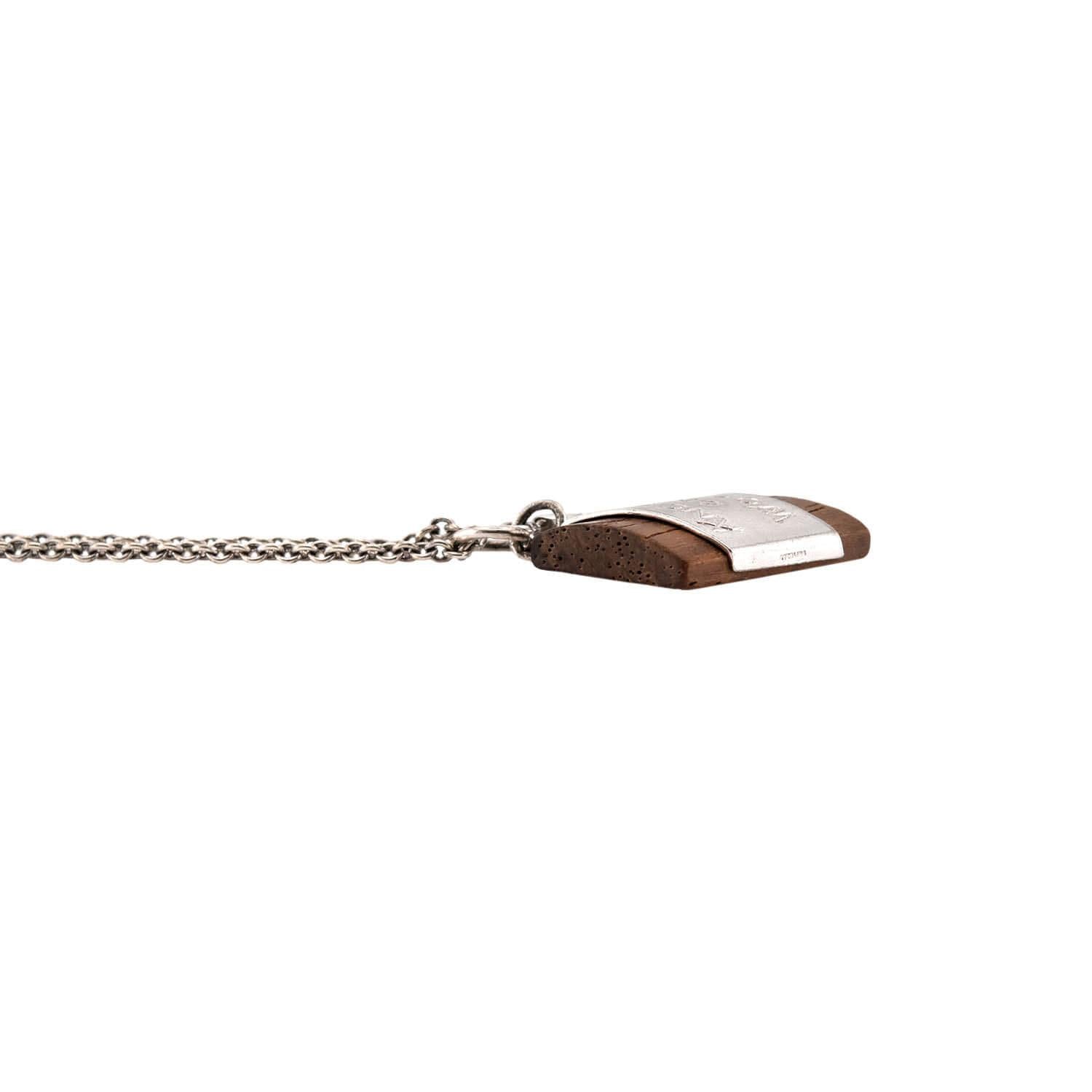 Vintage Sterling Silver "Knock On Wood" Pendant Necklace
