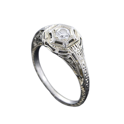 Art Deco 18kt Diamond Engagement Ring .28ct
