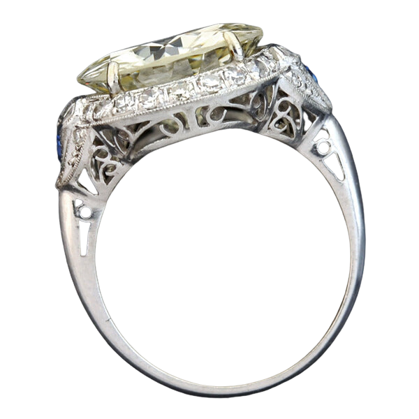 Late Art Deco Platinum Diamond Engagement Ring 6.29ctw