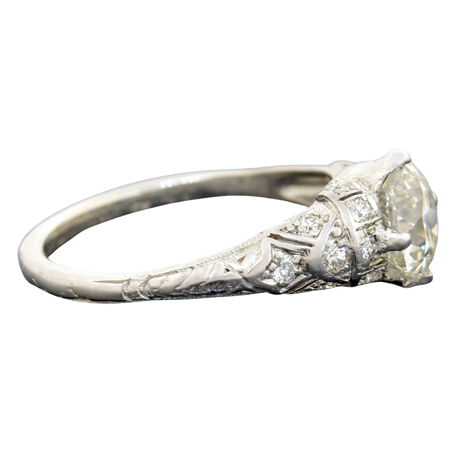Art Deco Platinum Diamond Engagement Ring 1.44ct