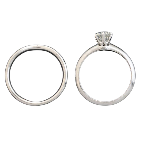 TIFFANY & Co. Estate Platinum Diamond Engagement Ring Set 0.73ct