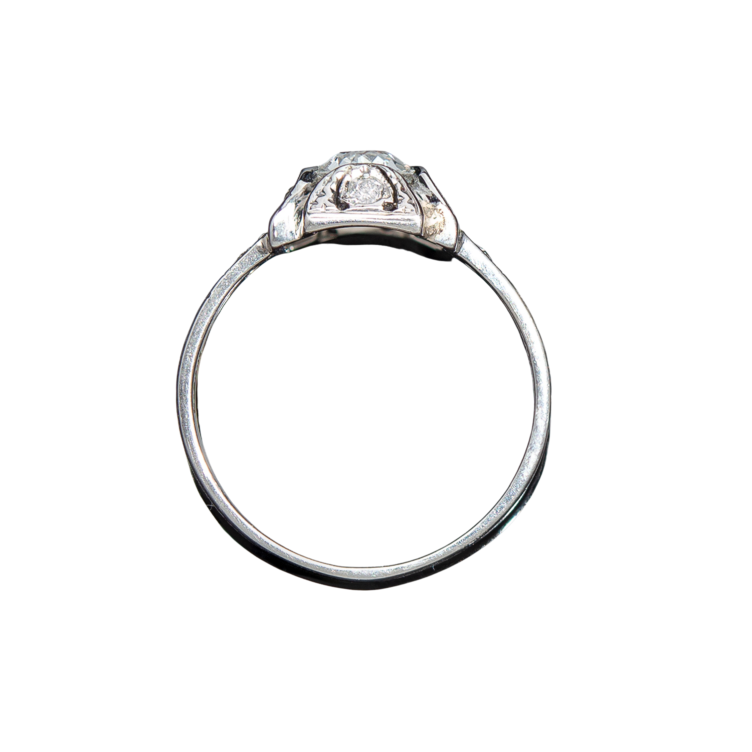 Art Deco 18K Diamond Engagement Ring 0.65ct