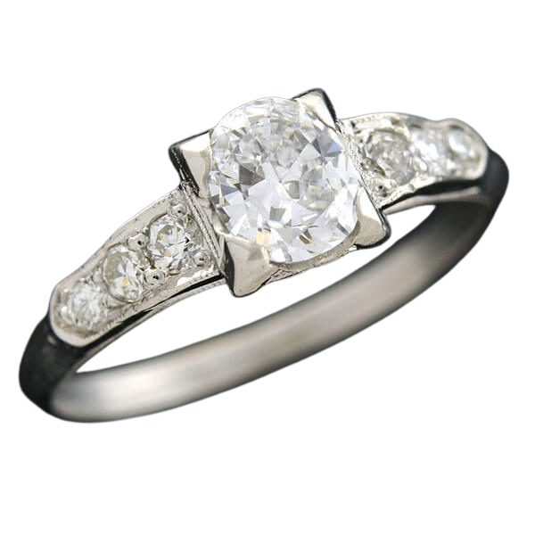 Retro Platinum Diamond Engagement Ring 0.53ct