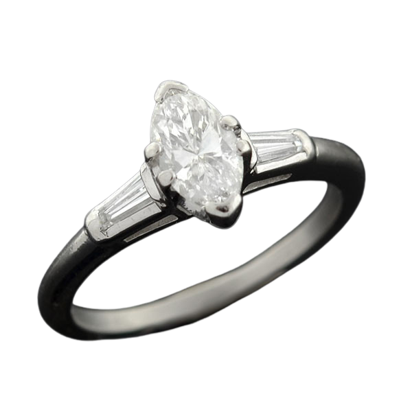 Retro Platinum Marquise Diamond Ring 0.84ct