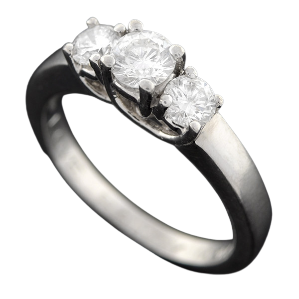 Estate Platinum 3-Stone Diamond Engagement Ring 0.73ctw