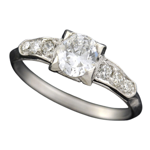 Retro Platinum Diamond Engagement Ring 0.53ct