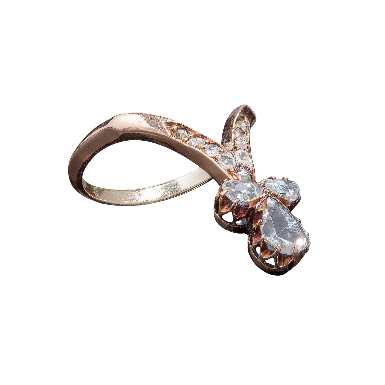 Victorian 14k Rose Cut Diamond Tiara Ring 0.60ct