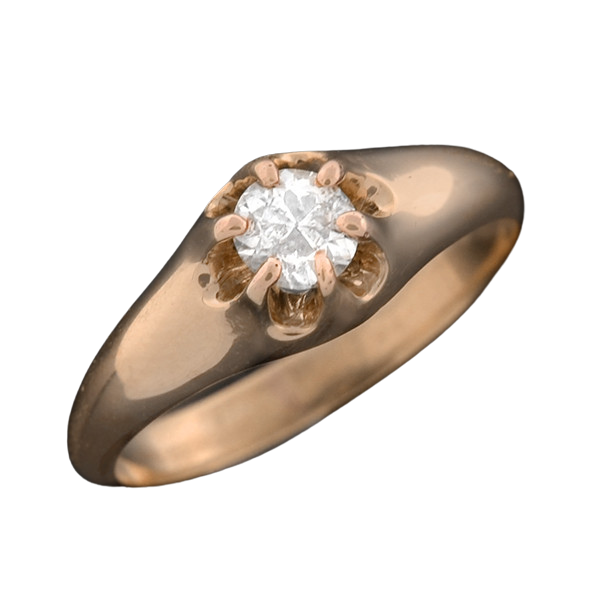 Victorian 14kt Diamond Solitaire Engagement Ring 0.49ct