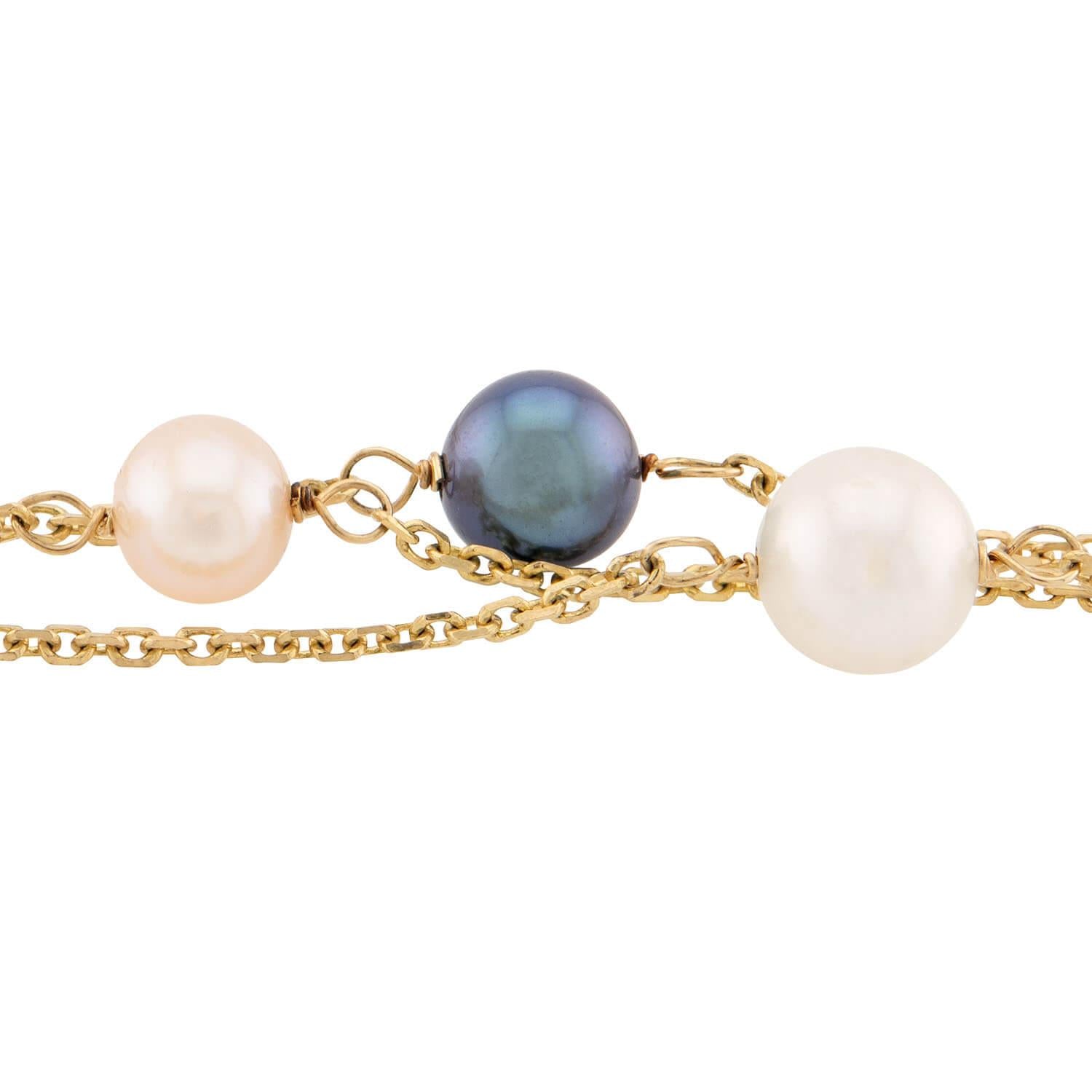 Estate 14k Three-Strand Pearl Necklace