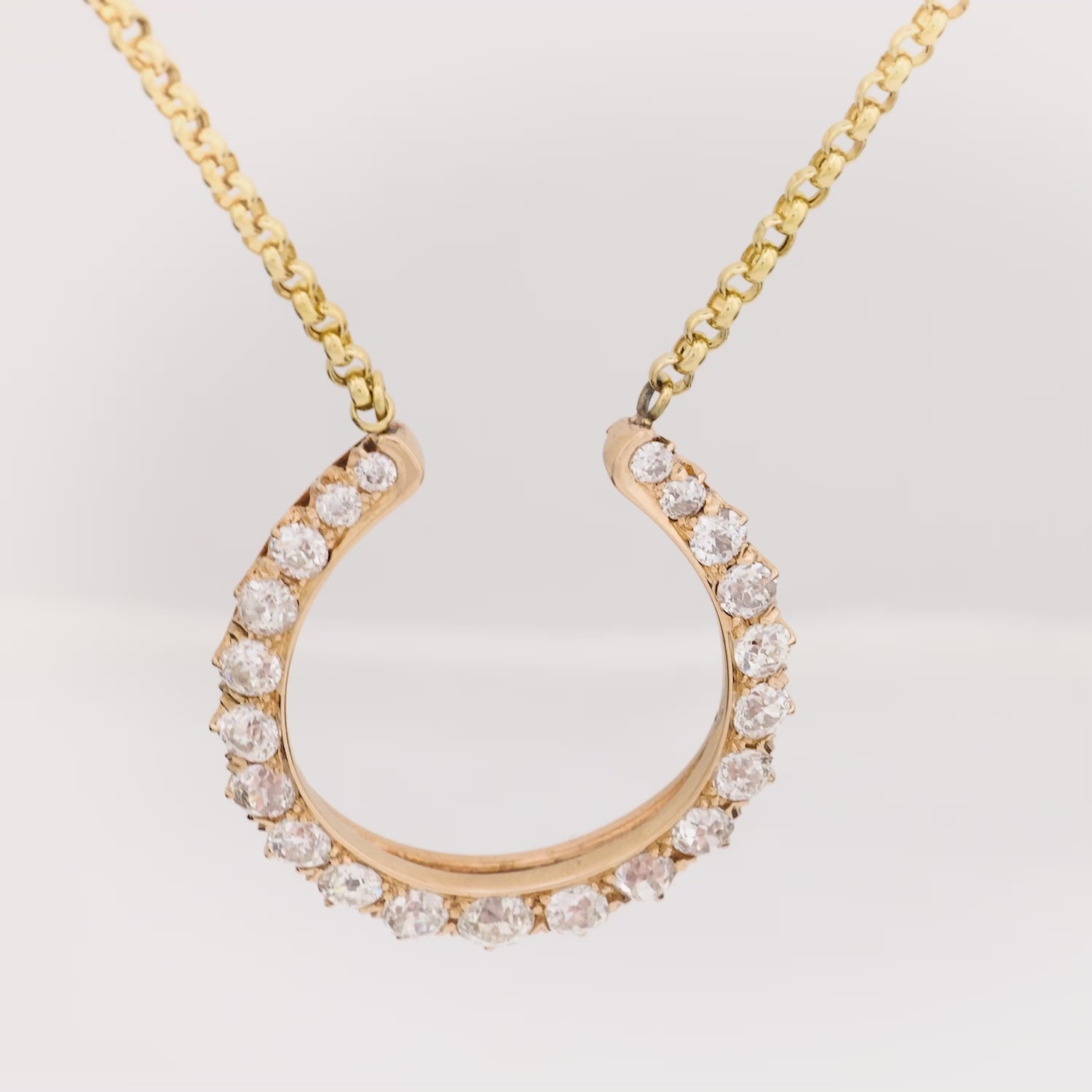 Victorian 14k Diamond Horseshoe Pendant