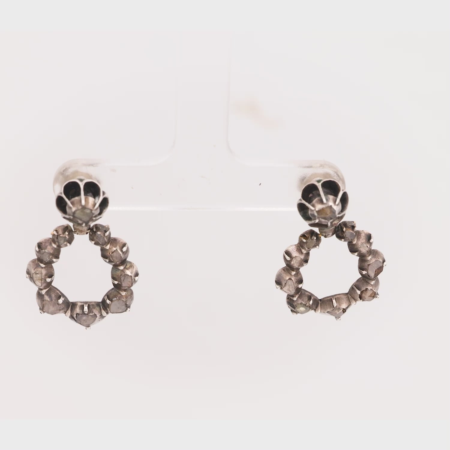 Georgian Sterling Silver Diamond Earrings