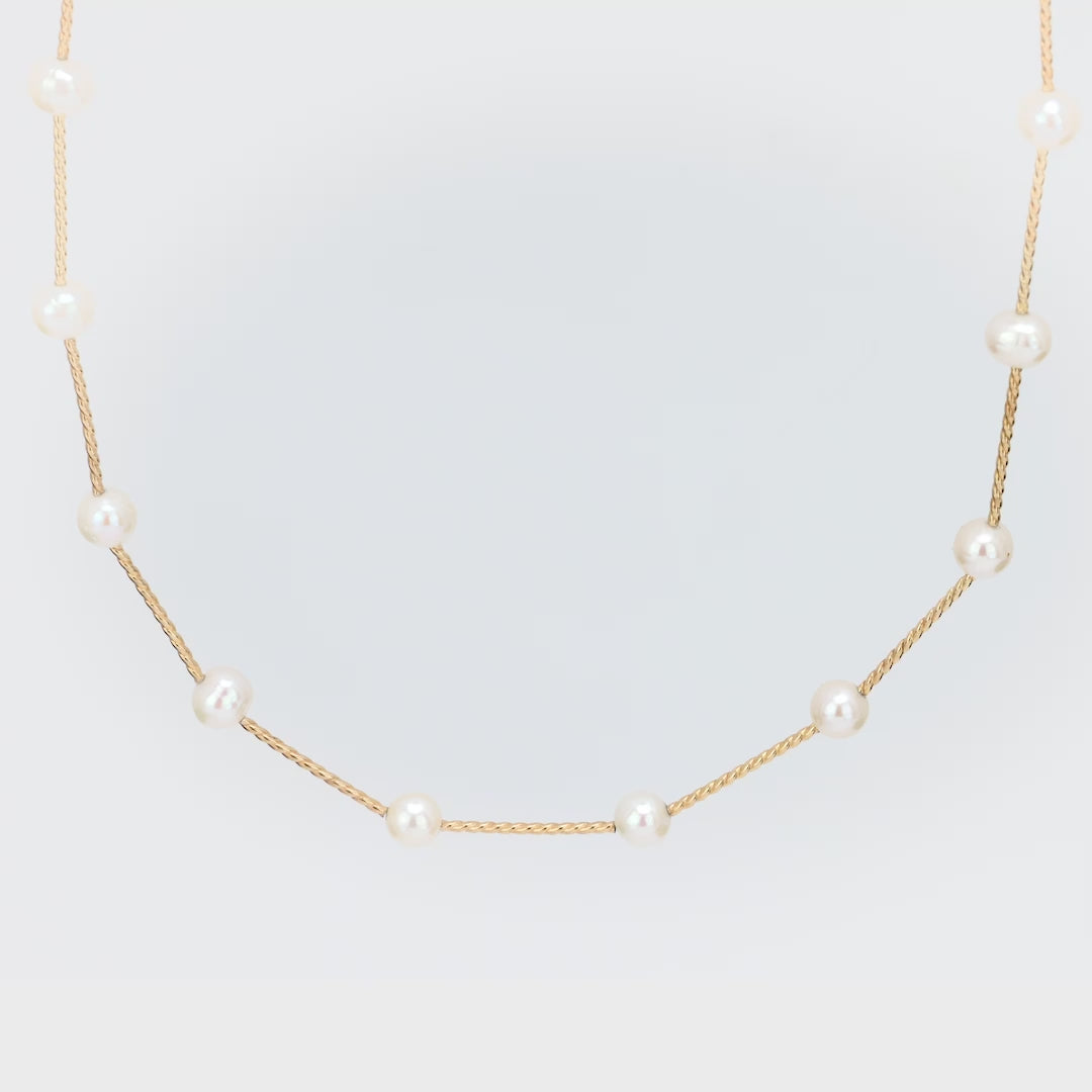 Estate 14k Pearl Tube Necklace