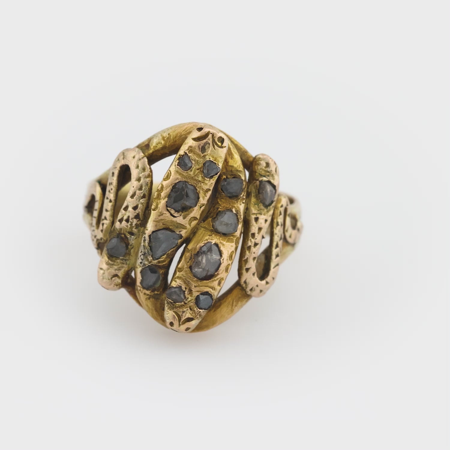 Victorian 14k Diamond Snake Ring