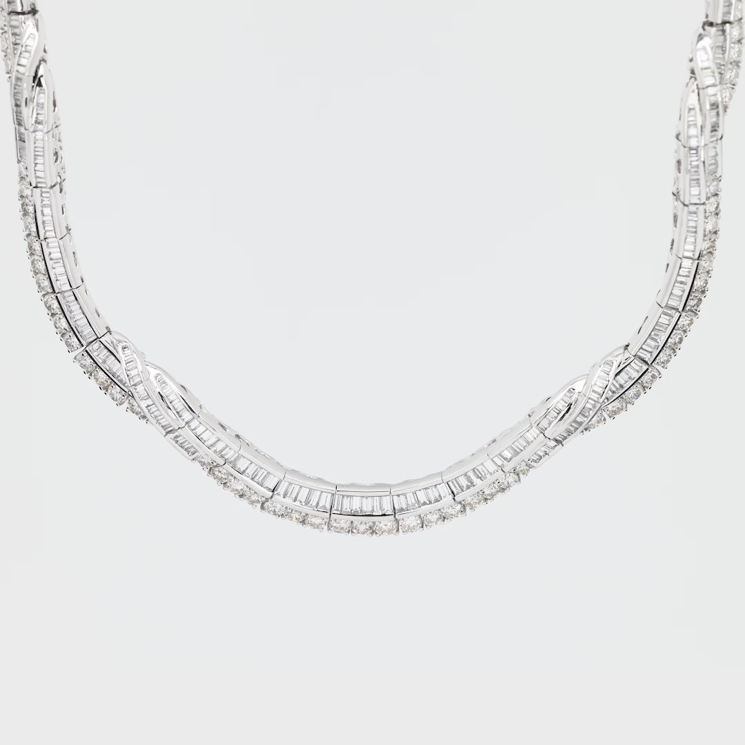 Estate Platinum Diamond Twisted Riviera Necklace