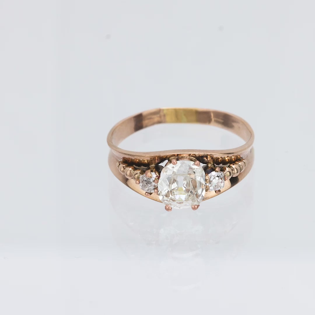 Victorian 10k GIA Diamond Engagement Ring 1ct