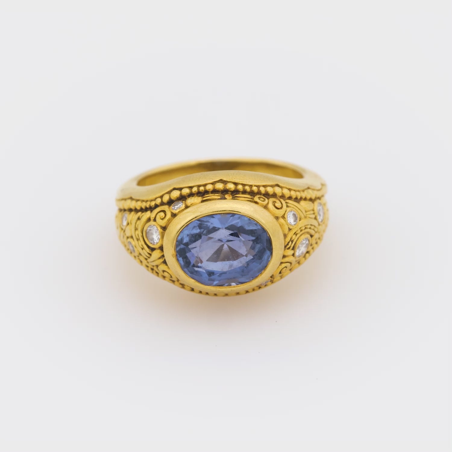 ALEX ŠEPKUS Estate 18k Sapphire and Diamond Ring