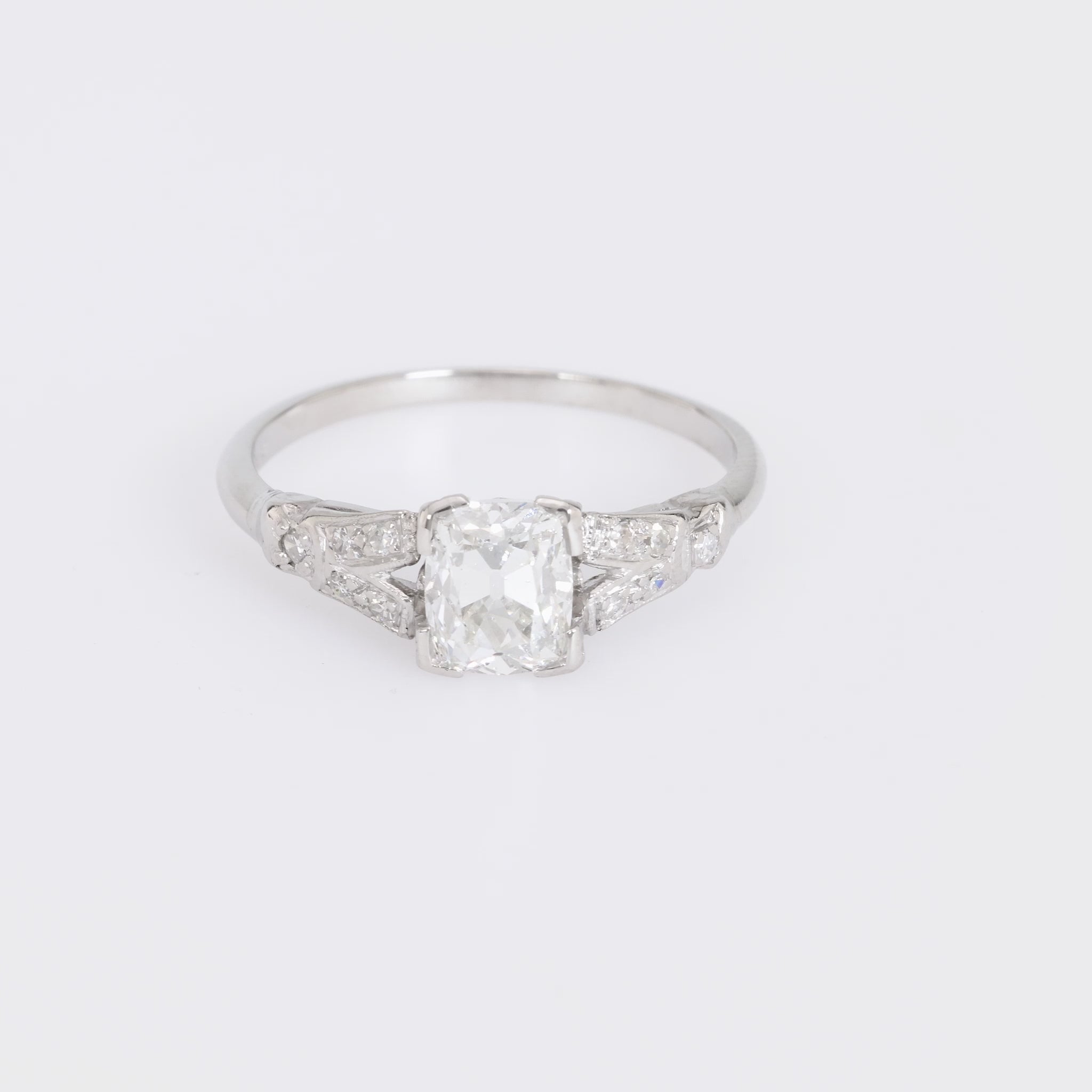 Art Deco Platinum GIA Diamond Engagement Ring 1.03ct