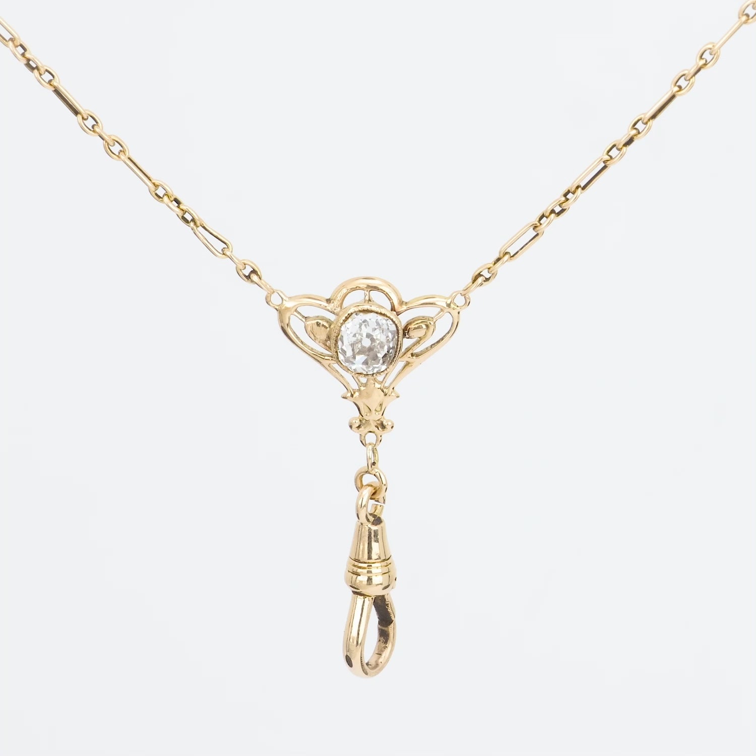 Art Nouveau 14k Diamond Lorgnette Chain